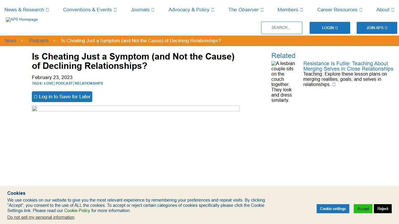 Is Cheating Just a Symptom (and Not the Cause) of Declining Relationships?  – Association for Psychological Science – APS